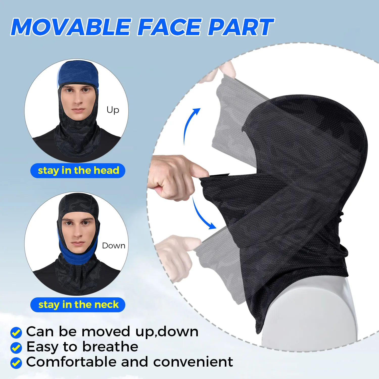 Motorcycle Full Face Mask Breathable Cooling Balaclava Face Cover for Motorbike Riding Motorcross Helmet Liner Rider Headgear