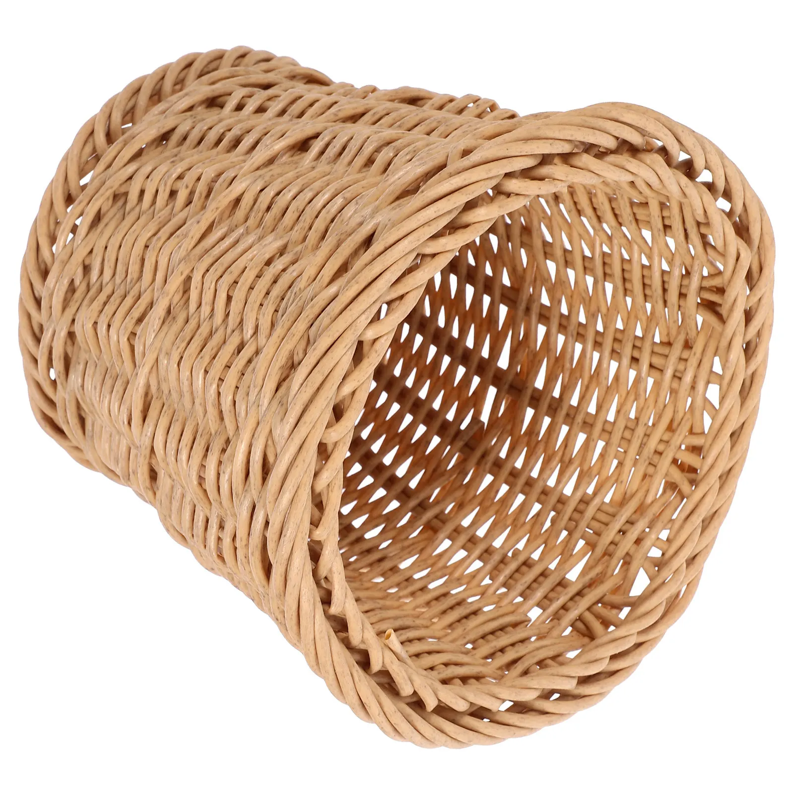 

Woven Waste Basket Round Faux Rattan Trash Can for Home Office Bathroom Spacious Detachable Design Elegant Decorative Garbage