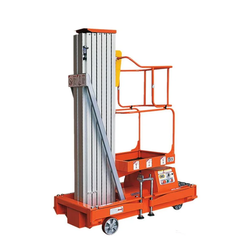 Hydraulic Electric Lifting Aerial Work Platform Ladder Single Mast Aluminum Scaffolding Manlift