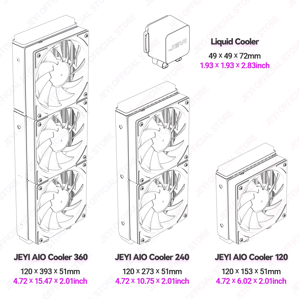 Imagem -06 - Enfriador Líquido Jeyi 120 240 360 Refrigerador de Agua Argb Cpu Aio pc de Refrigeración por Agua Compatible Con Intel y Amd Bomba Eficiente Controlada por Pwm