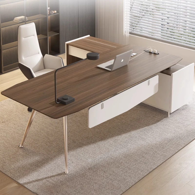 

Corner Luxury Office Desk Drawer Household Brown Study Computer Office Desk Executive Home Writing Mesa Ordenador Furniture