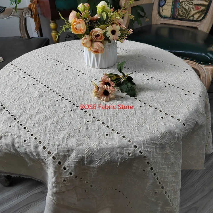 1 ياردة الكتان الجوف خارج المطرزة النسيج الملابس فستان الستار صنع اليدوية DIY بها بنفسك القماش مواد الخياطة