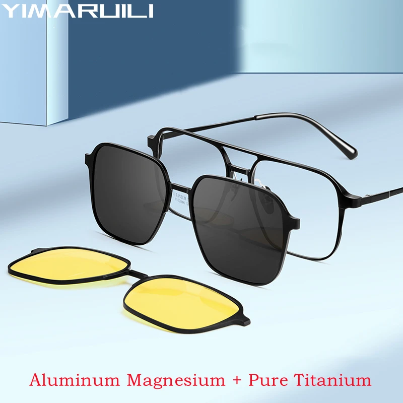 

YIMARUILI Ultra-light Double Beam Retro Pure Titanium Polarized Magnetic Optical Prescription Glasses Frame Men and Women P72046