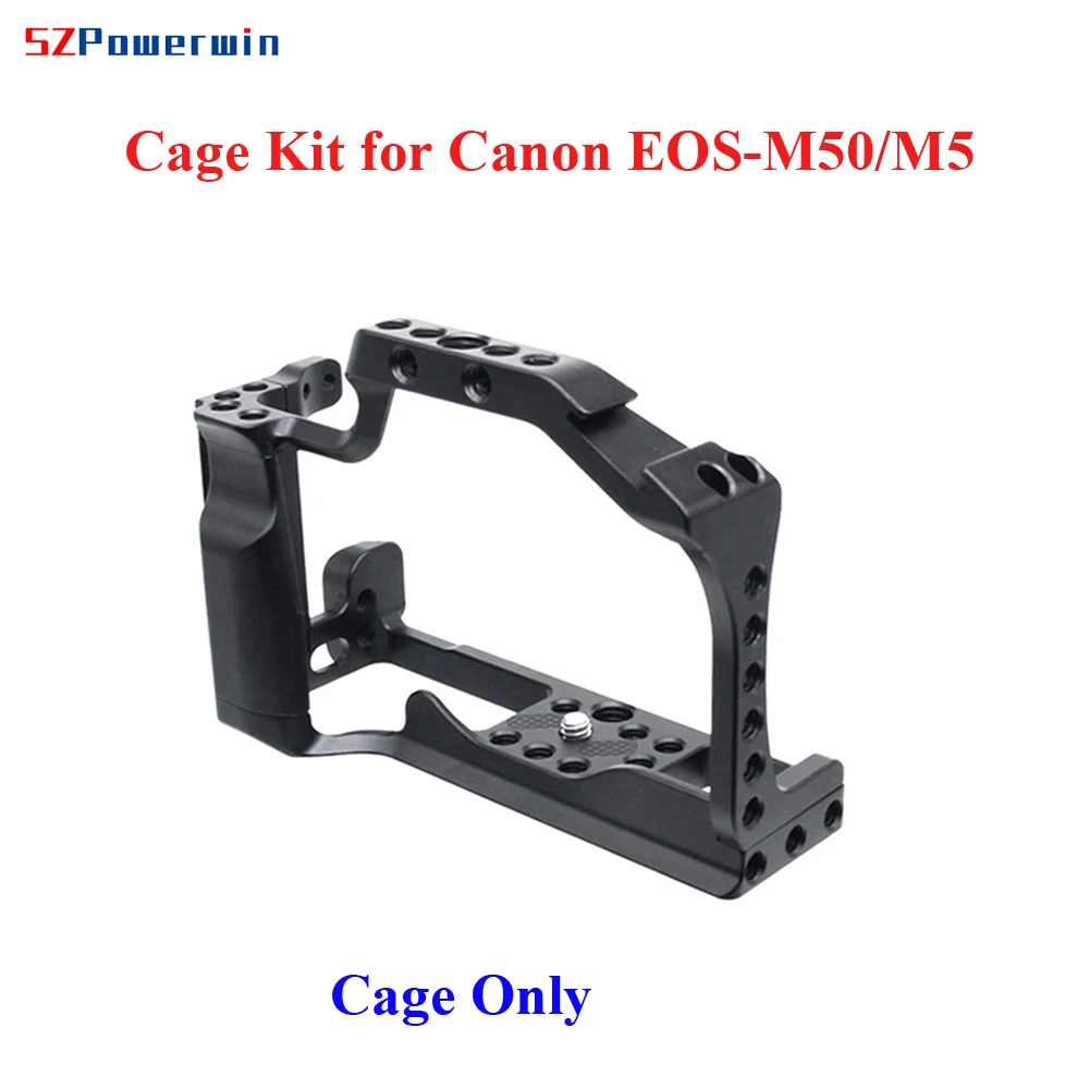 Powerwin for Canon EOS M50 M5 Camera Cage Kit Stabilizer Rig Protective Extension Frame Gimbal Arri Locating Screw Wooden Handle