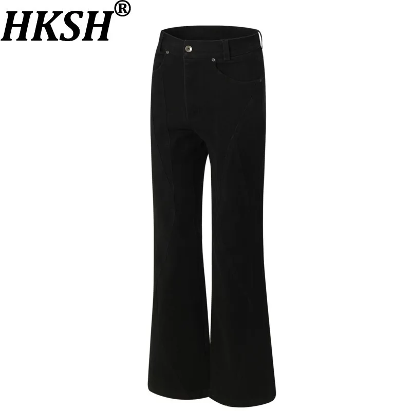 

HKSH Spring Summer Autumn New Men's American Vintage High Street Punk Stylish Darkwear Trendy Simple Casual Flared Jeans HK7515