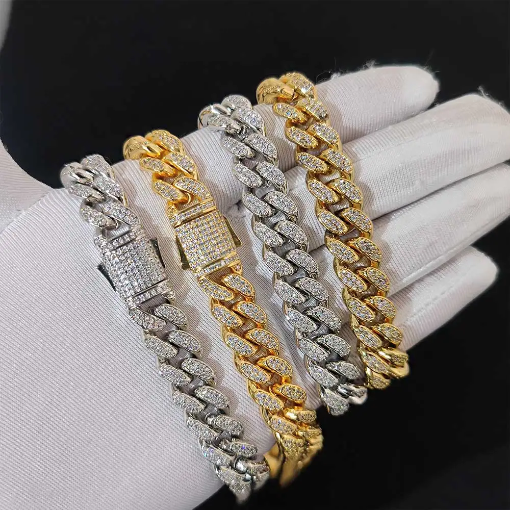 

Iced Out Bracelet for Men Miami Cuban Link CZ Bracelets 12mm Hip Hop Rapper Jewelry Boy Girl Gift