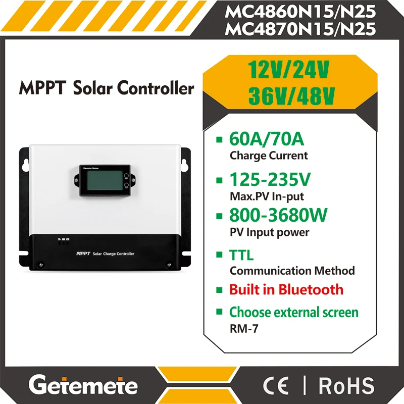 GTMT  Solar Controller MPPT 60A 70A PV MAX Input 245VDC Regulator Auto Match 12V 24V 36V 48V For Lifepo4 Lithium GEL Lead Aci