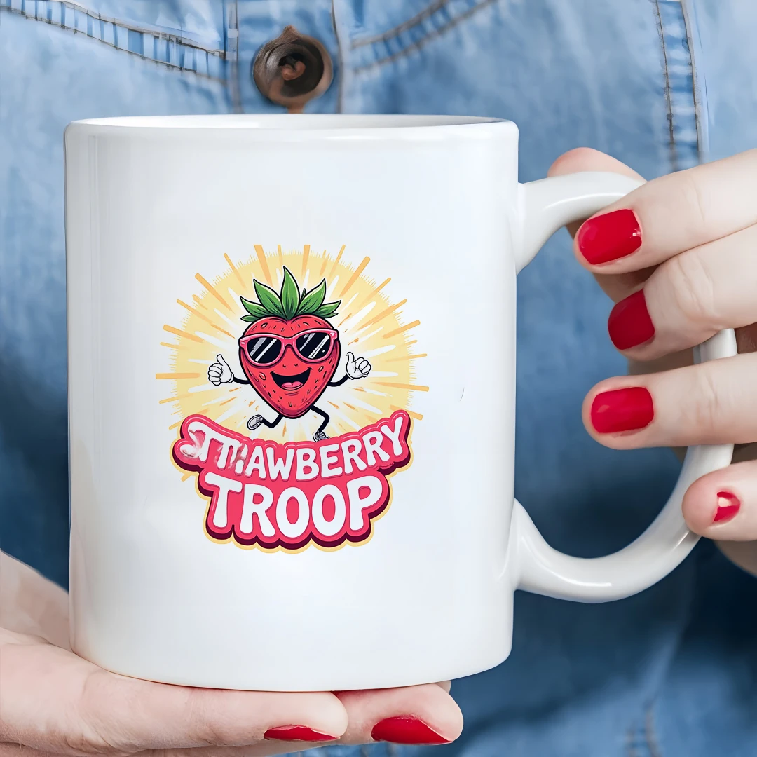 

11oz Strawberry Cartoon Mug + Energetic Smile Cup + Kids Family Office Cup + Christmas Gift