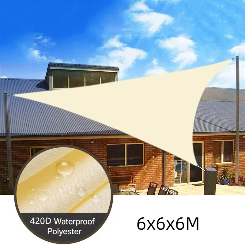 6x6x6M Triangle Heavy Shade Sail Sun Canopy Cover Outdoor Trilateral Garden Yard Awnings Waterproof Sunshade Summer Awnings