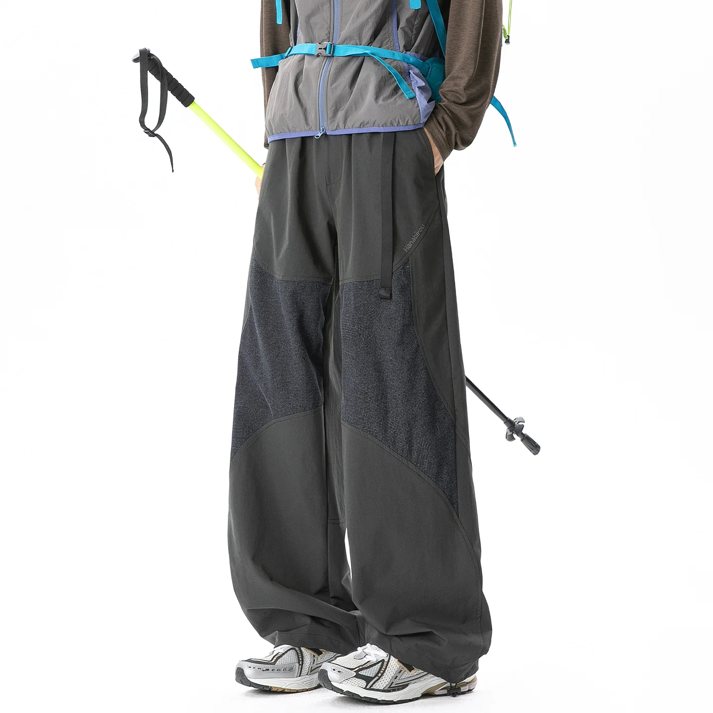 Outdoor Men's Loose Fit American Style Patchwork Workwear Mountain Pants Casual Sporty Trousers for Autumn Season