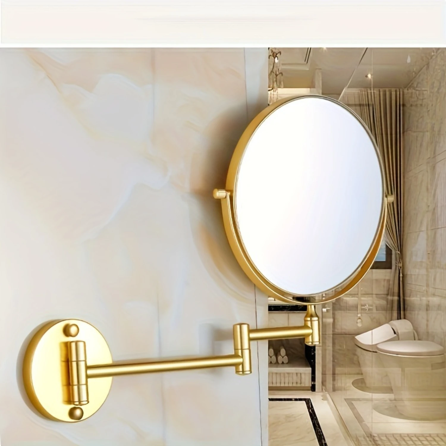 Extendable Wall-Mounted Makeup Mirror with Folding Design, Elegant Vanity Mirror for Bathroom, No-Drill Installation, Perfect Be