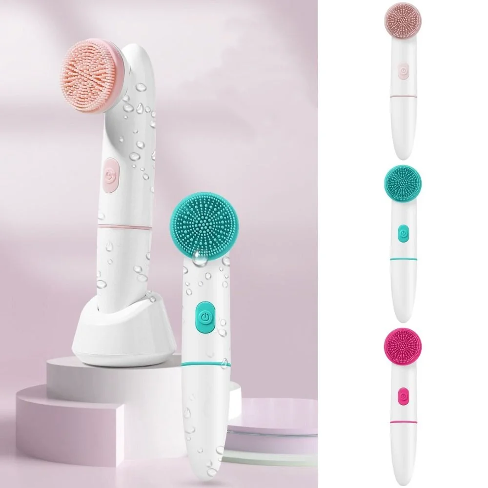 Waterproof Electric Facial Cleanser Two Modes Silicone Exfoliating Facial Brush Deep Cleaning Two-in-one