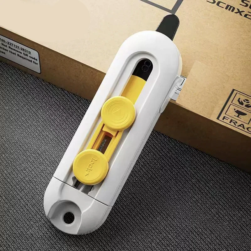 قطعة واحدة، قاطع صندوق صغير مغناطيسي، فتاحة حروف وقطاعة ورق، شفرة قابلة للسحب، صندوق صغير من مادة ABS متينة