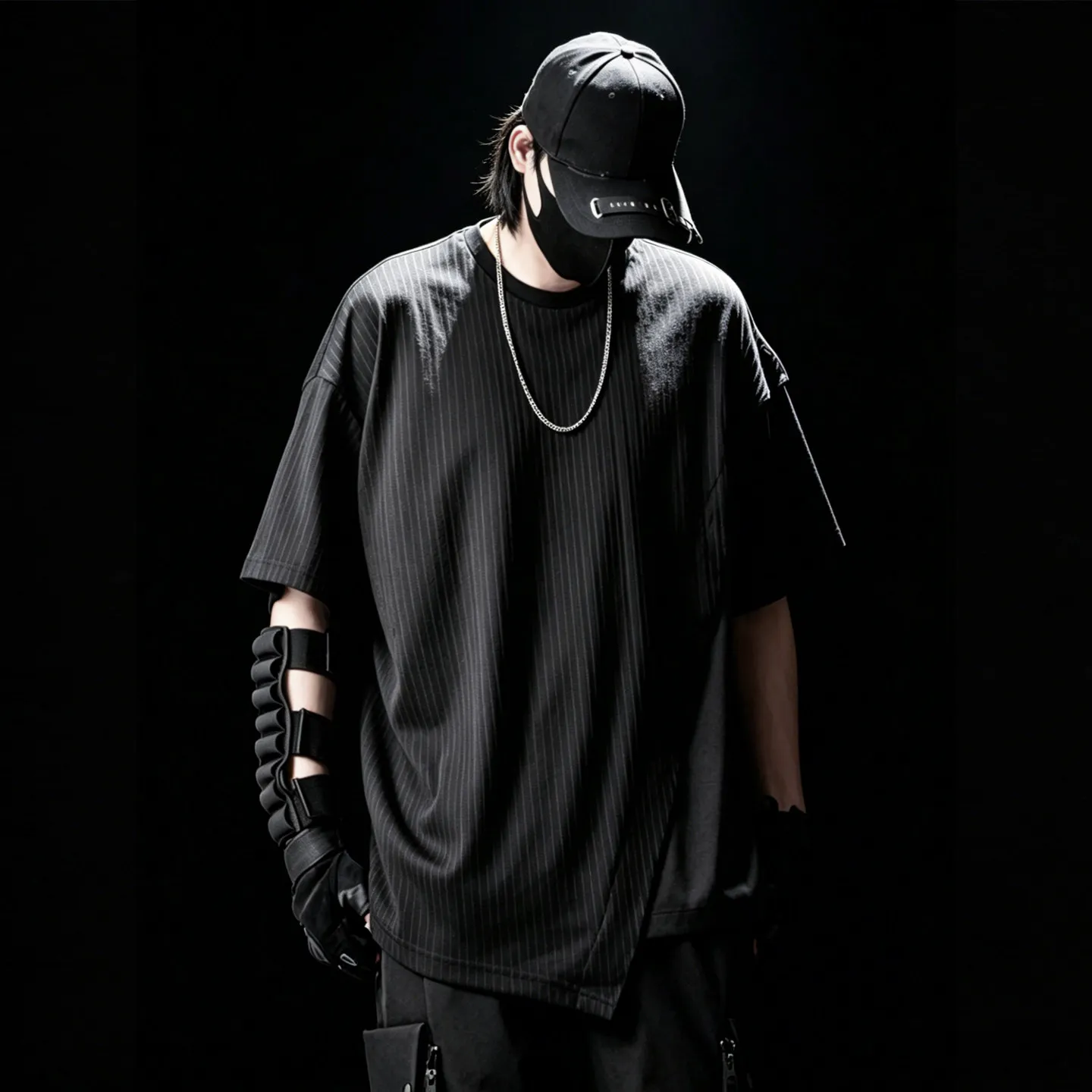 Summer Style Dark Series Irregular with Personality Stitching Half Sleeve Top Fashion Casual Short Sleeve T-shirt Men