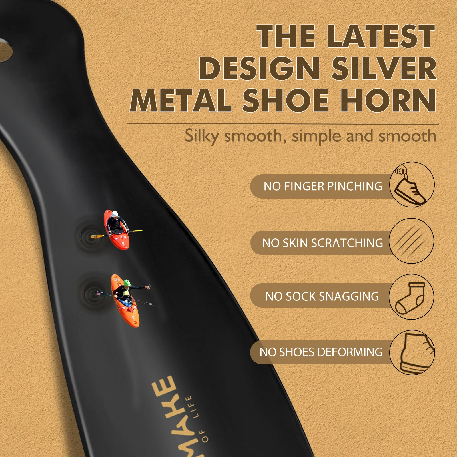 أبواق الأحذية المعدنية، قرن الحذاء المعدني، شكل نحيف، لبيسة الحذاء، رافع الأحذية المرنة، ملعقة الأحذية، يرتدي مساعدًا