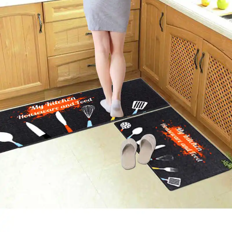 

2PCS Kitchen Mat Floor Carpet 40x60cm And 40x120cm Polyester Fiber Latex Anti Slip Indoor Doormat Entrance Door Mat Home Decor