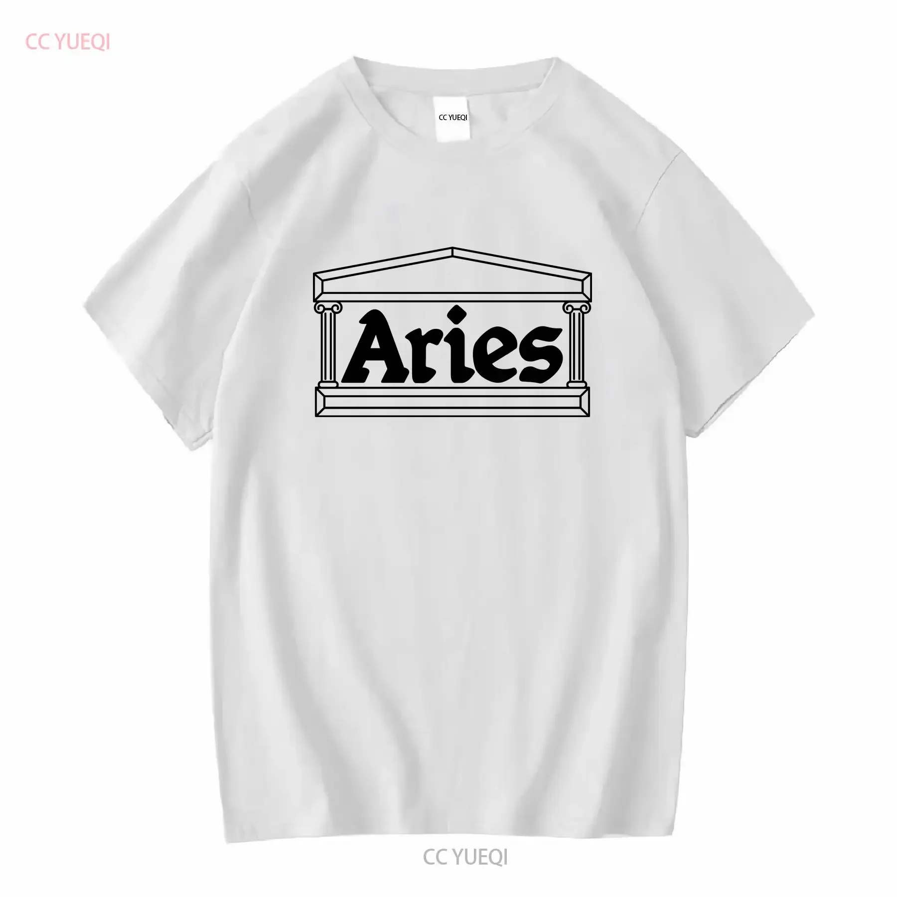 Aries Allies Logo Print Crew Neck T Shirt GKM 4719 White 3 Used MESC 0 vintage Washed Breathable homme Stretched Soft vintage
