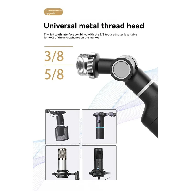 

New-Microphone Boom Arm,360°Rotatable Mic Stand,Microphone Holder With 3/8In 5/8In Adapters,Microphone Arm With Accessories
