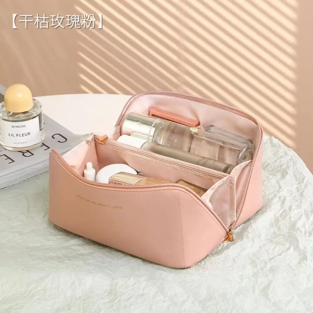 For Women Girls PU Leather Travel Cosmetic Bag Makeup Bag Make Up Pouch Travel Wash Toiletry Organizer Purse Storage Handbag