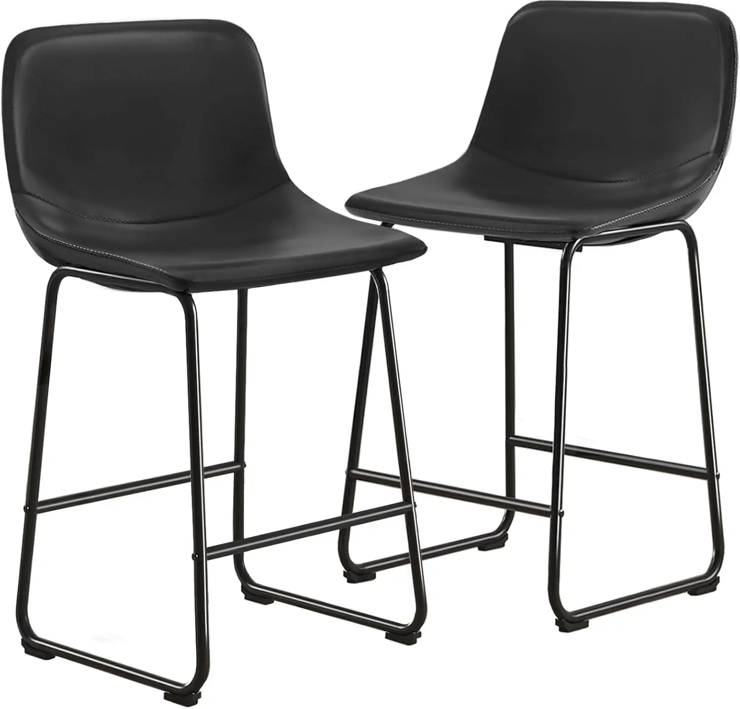 

Dining Chairs Set of 2 Armless Counter Height Stools w/ Back Home Kitchen Dining Room Bar Coffee Shop Industrial Vintage Style