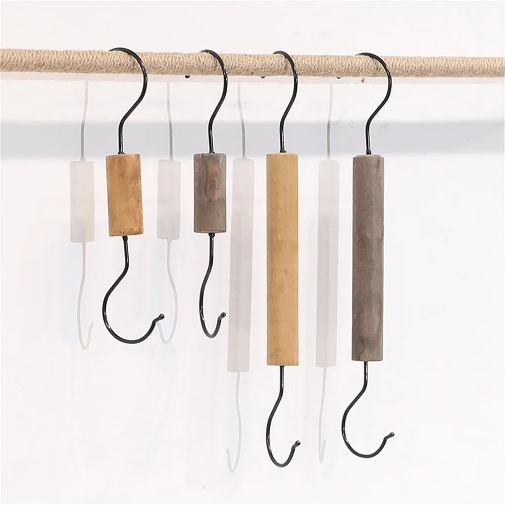 Metal Iron s Hook Clothing Store Display Hanger Wooden S-shape Hook