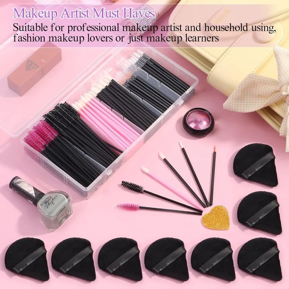 Disposable Makeup Applicator Kit 248 Pcs Triangle Puff Mascara Wand Lip Eyeliner Brushes Professional Makeup Artist Supplies