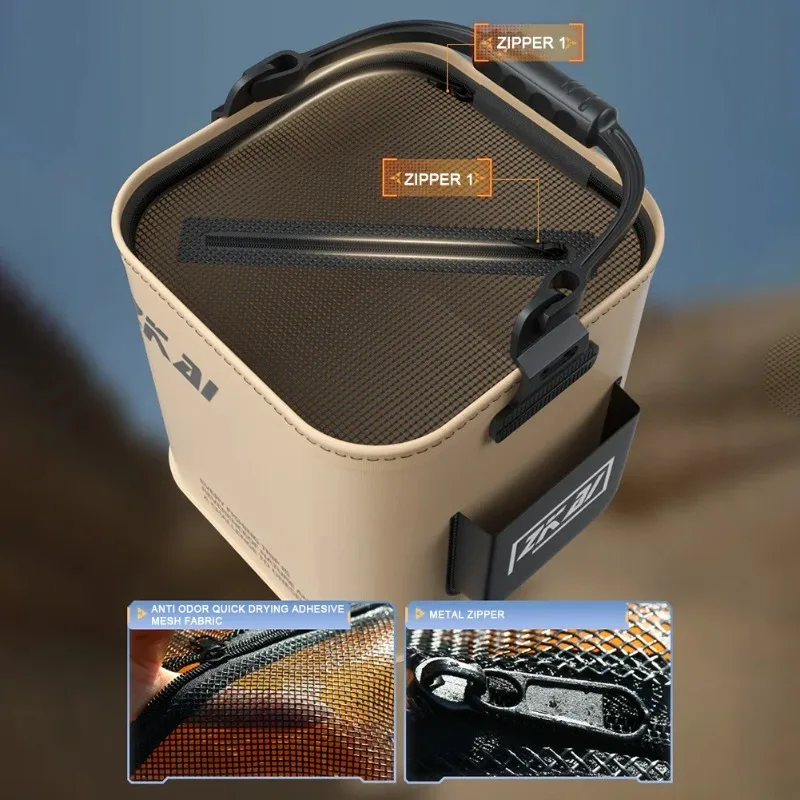 8L/13L Foldable Fishing Bucket Outdoor Sturdy Hand Carry Fish Bucket Large Capacity Carrying Bucket Camping Fishing Buckets image 2
