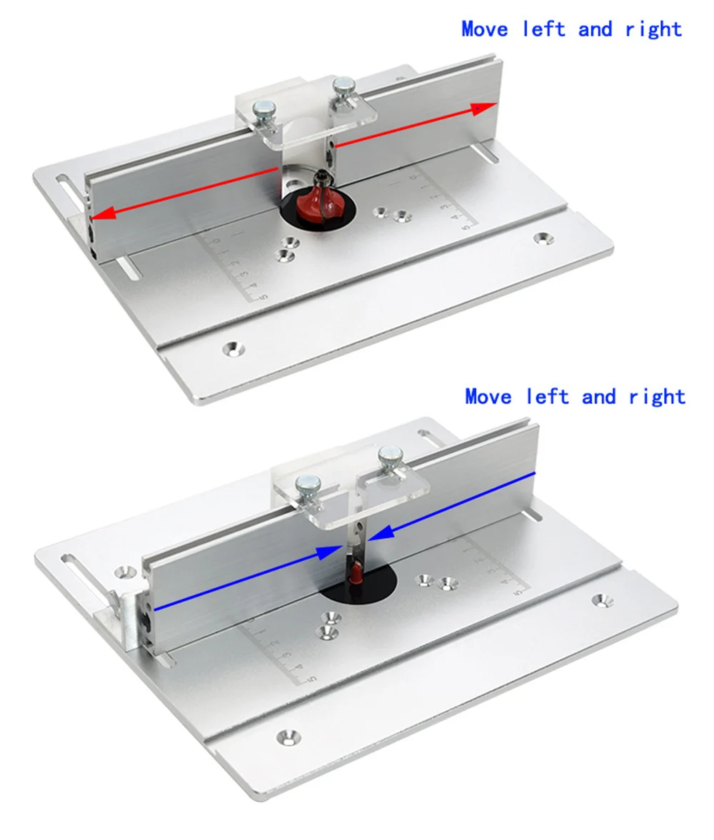 Aluminum Router Table Insert Plate With Miter Gauge For Woodworking Benches Table Saw Multifunctional Trimmer Engraving Machine