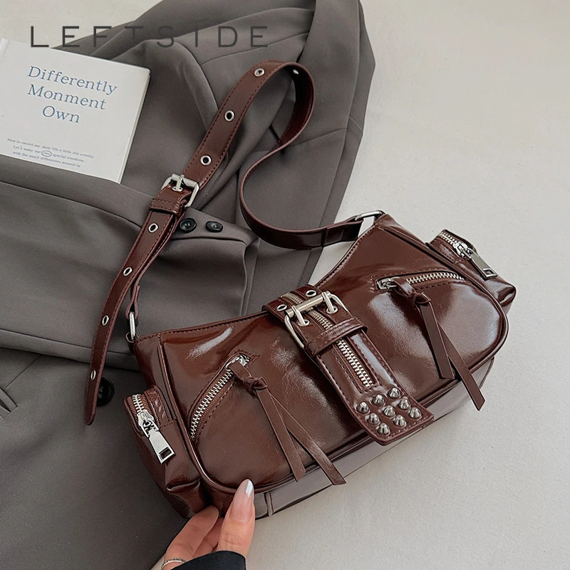 

LEFTSIDE Women Small PU Leather Shoulder Bag 2025 Winter Retro Soft Crossbody Bag Luxury Designer New Trend Female Handbags