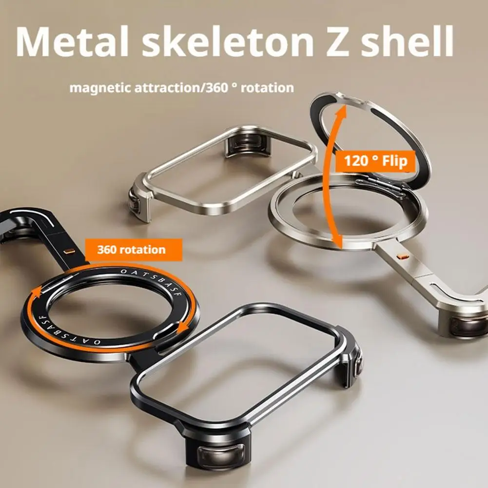 

Чехол для телефона Magsafe с металлическим каркасом Z-образной формы для iPhone 17 Pro Max/17 Pro/17, воздушный алюминиевый бескаркасный 360° ° Магнитный держатель противоударный