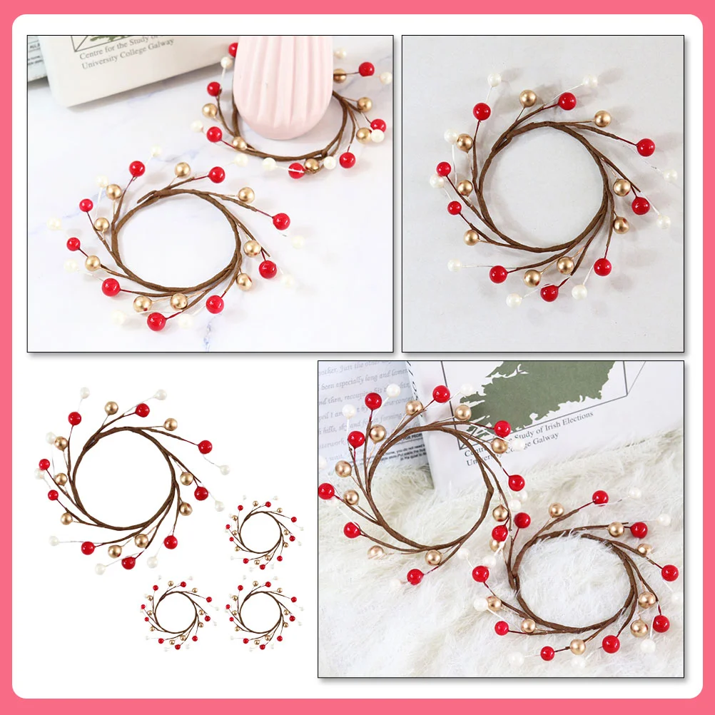 Mini corona de bayas navideñas, adornos decorativos de alambre de espuma, accesorio festivo, guirnalda de bayas artificiales, decorativa navideña
