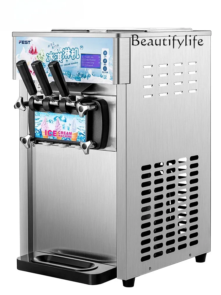 Desktop three-color ice cream machine Commercial automatic cone sundae machine Three-head soft ice cream machine