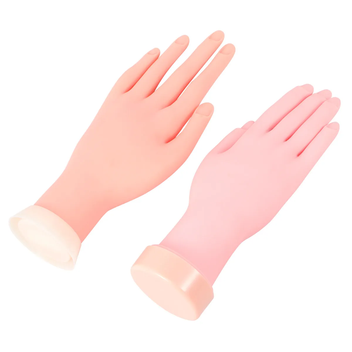 2Pcs Manicure Practice Hand Fake Hand Simulated Training Hands Nail Art Practice Display Pluggable Nail Plate Lightweight