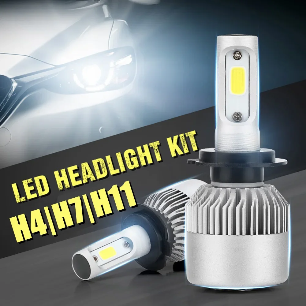 H4 LED H7 LED H11 Żarówka reflektora COB Samochodowe reflektory LED Żarówki Hi/Lo Beam 16000LM 6000K Automatyczna lampa czołowa 12V Światła LED do