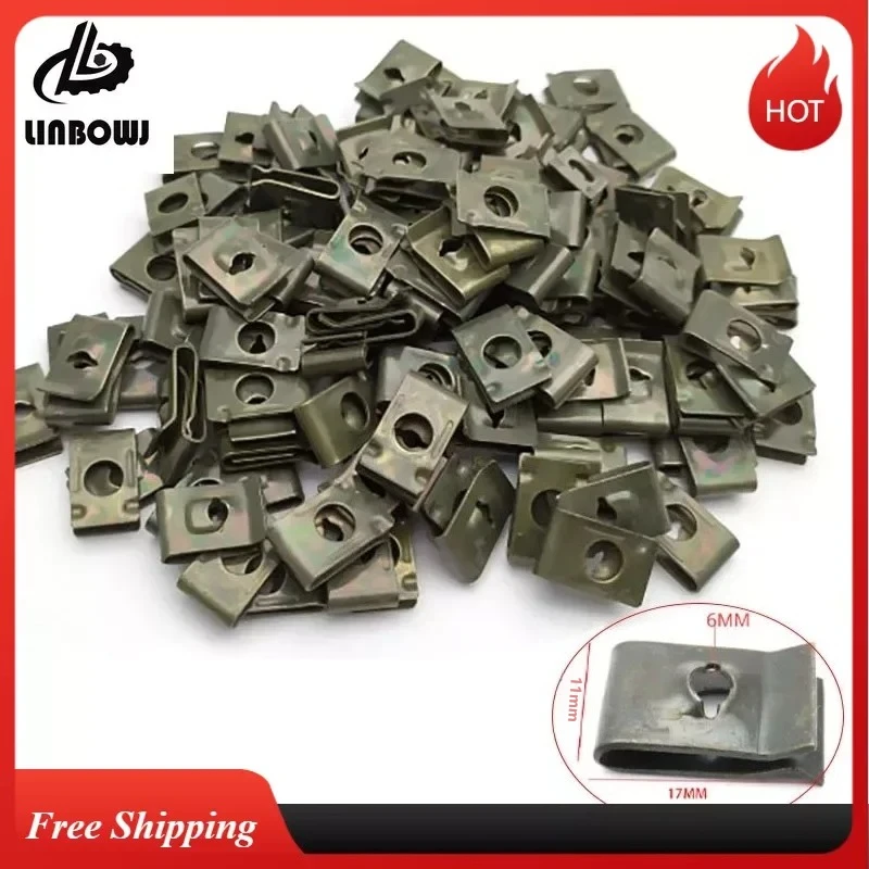 Car Motorcycles Metal Screw Fastener Clips U-Type Clip with Screw Anti-rust Protection Clip Self-tapping Bumper Fastener Clip