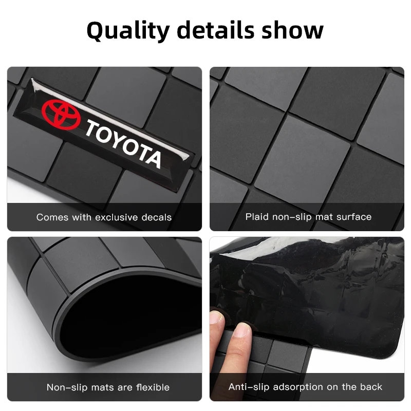 Car Plaid Anti Slip Pad Auto Dashboard Storage Mat For Toyota Gazoo Racing TRD Corolla Yaris Chr Auris Rav4 Prius Prado Avensis