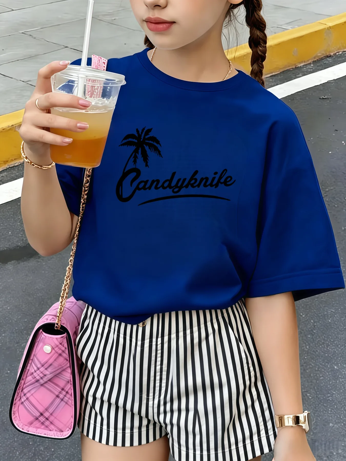 Candyknipe Letter Palm Tree Print Kids T-shirt Soft Cotton O-Neck Short Sleeve Unisex Boys Girls Tropical Summer Casual Tops