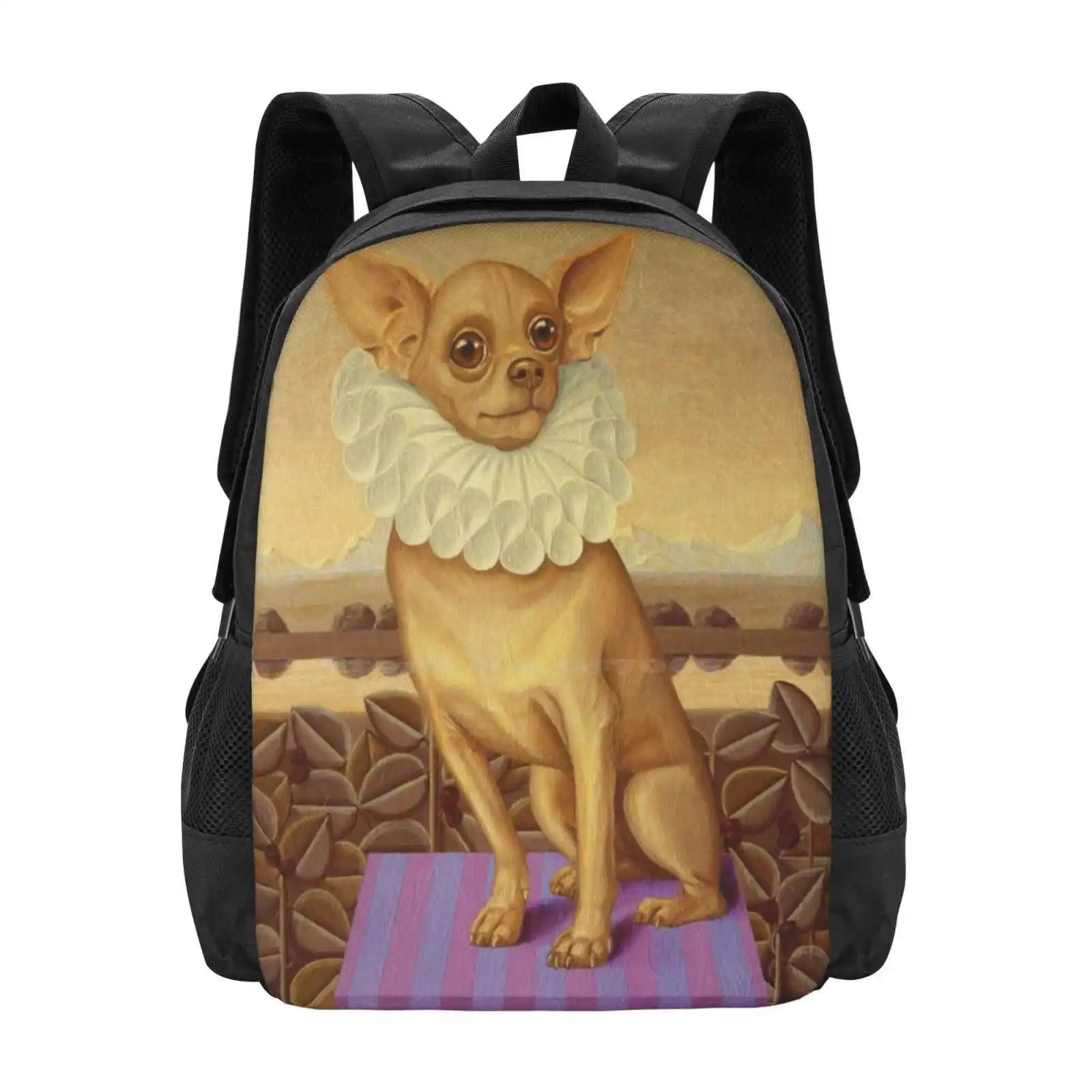 

Sitting Pretty Hot Sale Schoolbag Backpack Fashion Bags Dog Chihuahua Original Painting Lana Wynne Lanawynne Sojie 17 Portrait