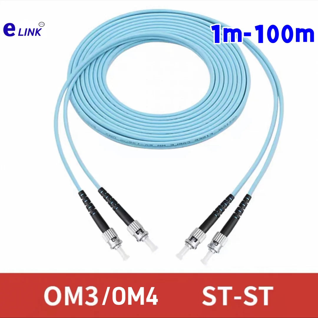 

fiber patch cord ST-ST OM3 OM4 duplex 20m 30m 100m ST DX Multimode cable 1m2m3m5m7m10m optical fibre jumper free shipping ELINK
