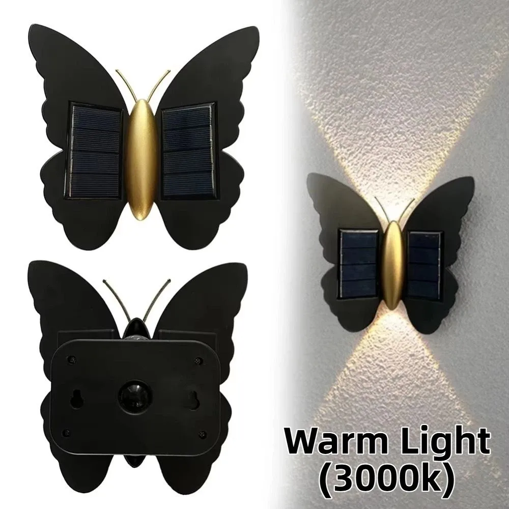 

Butterfly Shaped Butterfly Solar Wall Light Motion Sensor Solar Powered LED Induction Lamp Decorative Lighting Auto On/Off