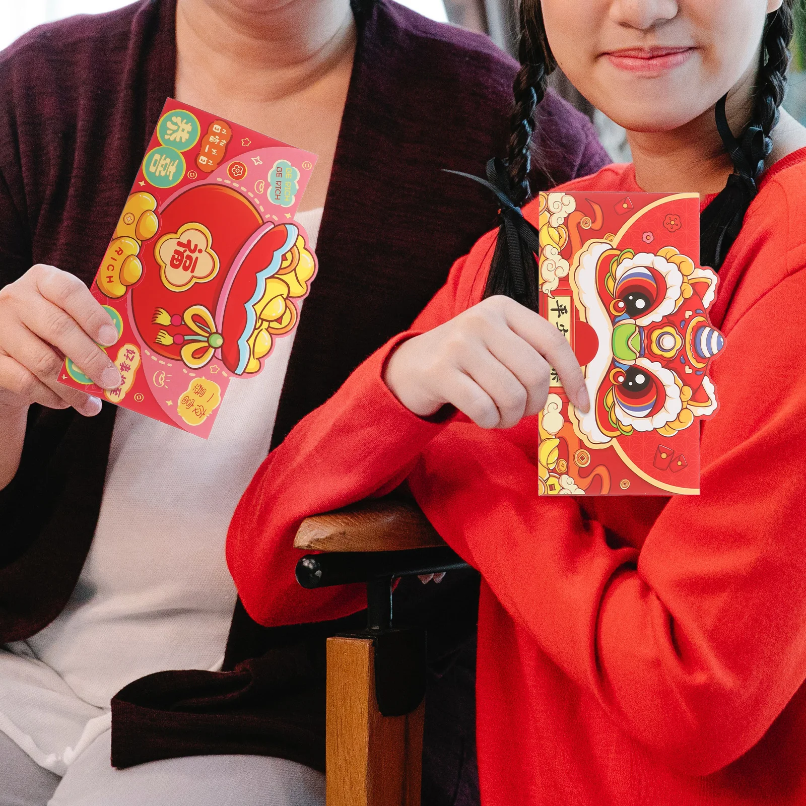 

6Pcs Red Packets Chinese New Year Cartoon Style Money Envelopes Lunar New Year Spring Festival Cash Holders Envelopes Money