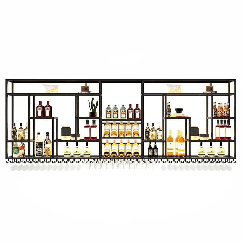 Bar Bar Wine Shelf Wine Cabinet Wall Hanging Rack Display Rack Restaurant Wall