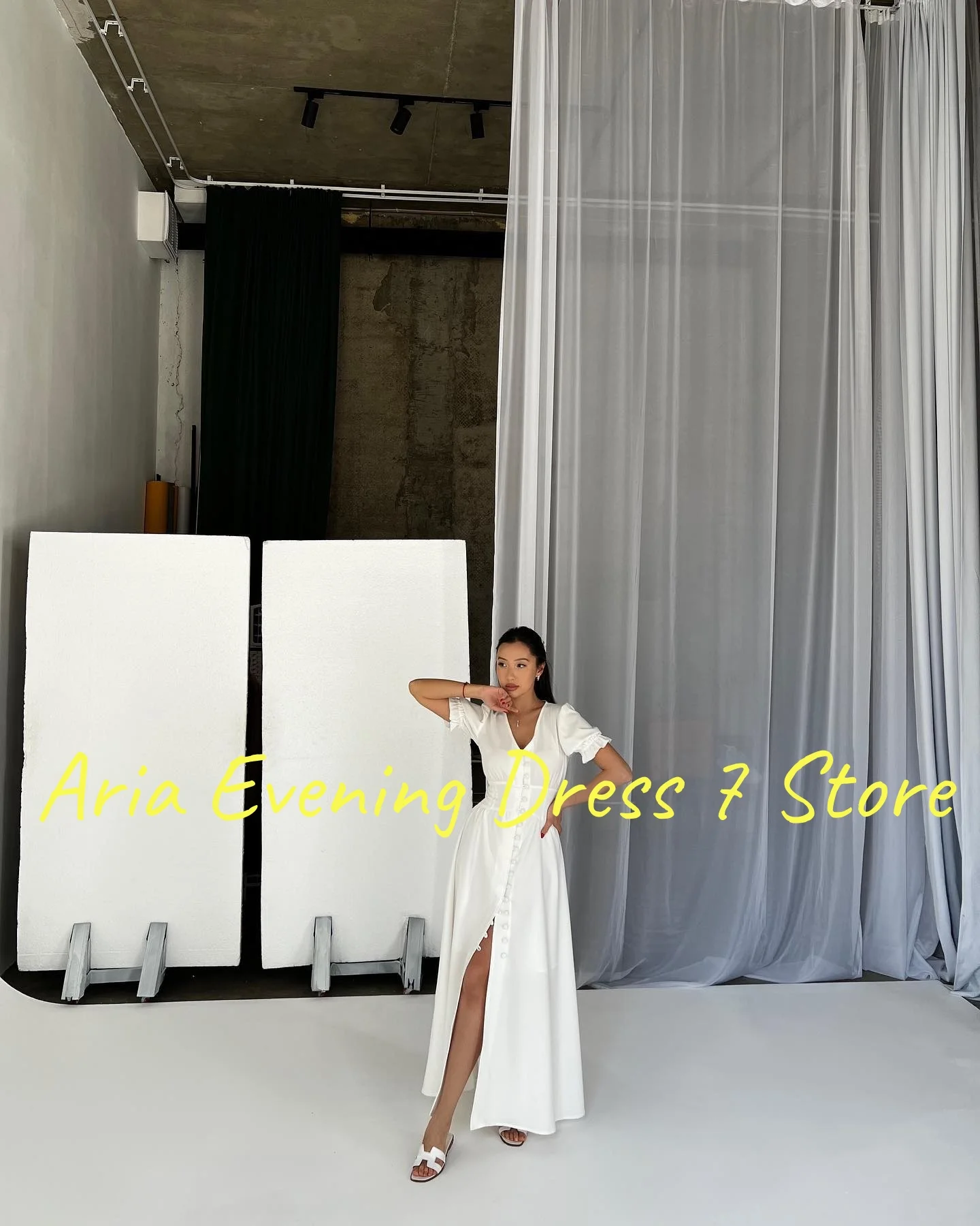 تخصيص عالية الجودة جيرسي أزرار فساتين السهرة مزاجه قصيرة الأكمام الخامس الرقبة فساتين المشاهير مخصص Pr #4