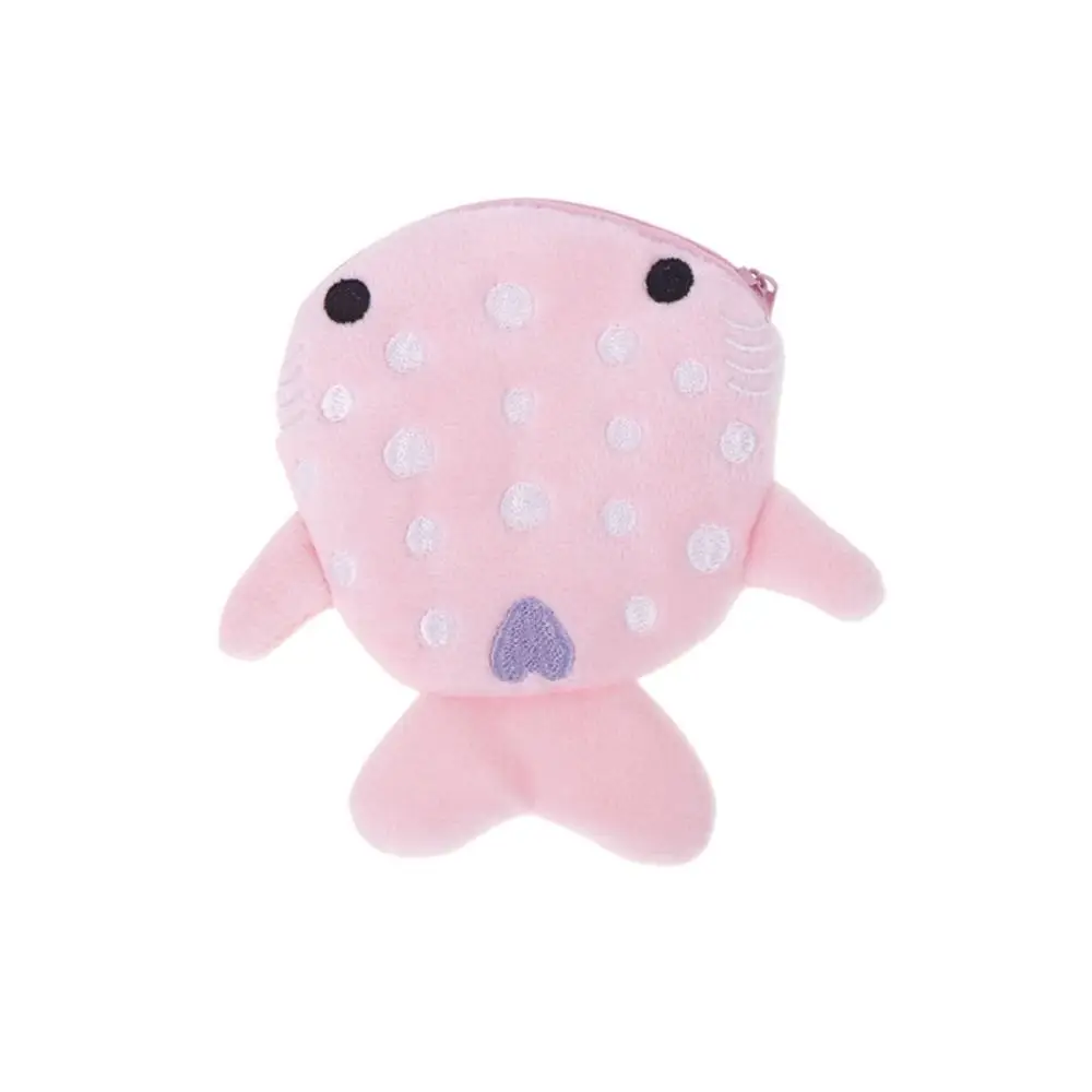 Cartoon Shark Whale Shark Coin Purse Bag Pendant Zipper Shark Plush Wallet Creative Portable Plush Coin Bag Earphone