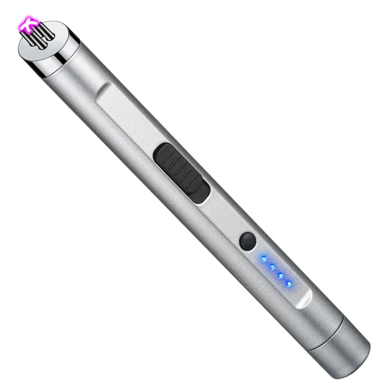

USB Rechargeable Dual Arc Lighter with LED Flashlight,2-in-1 Electric Igniter with Battery Indicator,Windproof Flameless Lighter