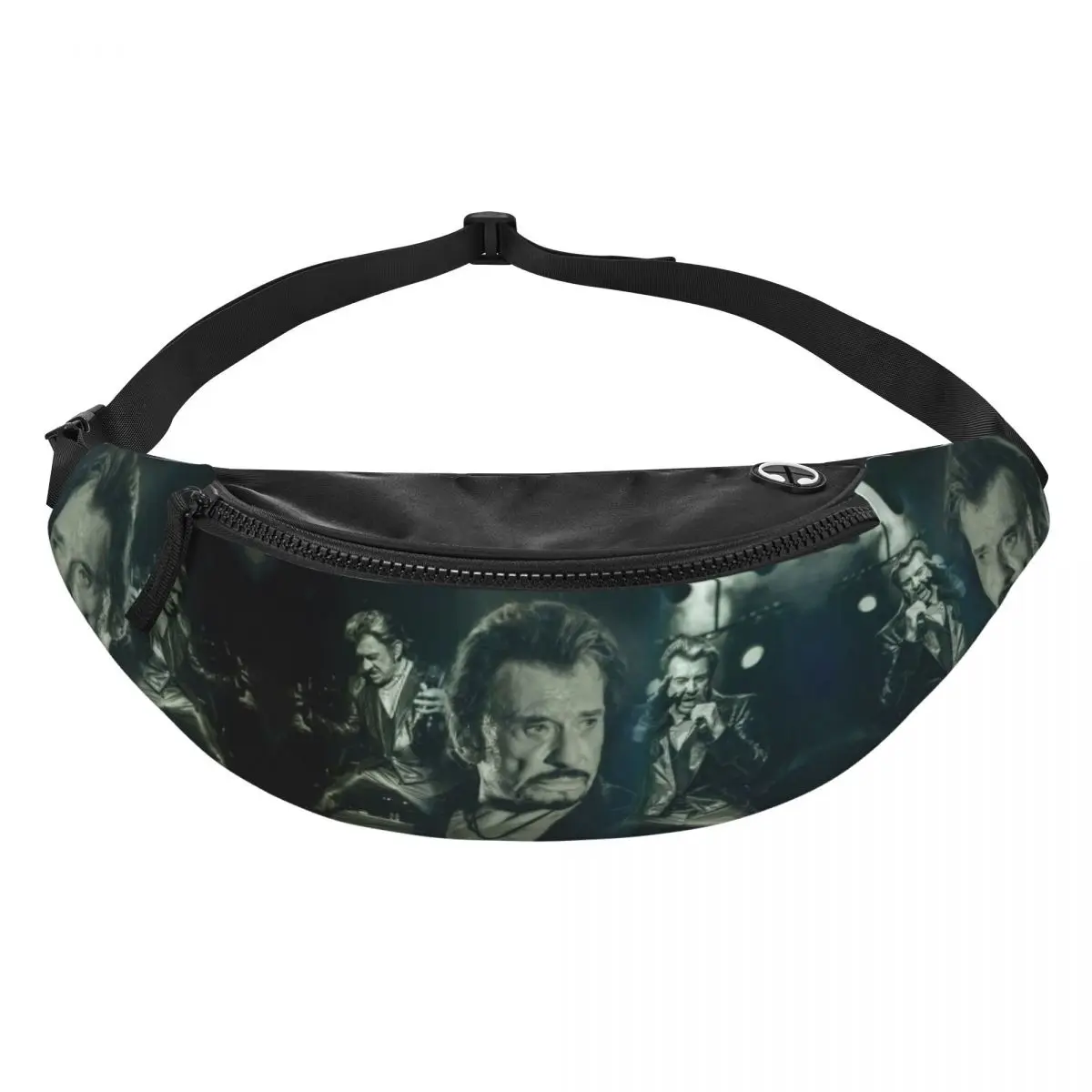 Aangepaste Johnny Hallyday rockmuziek heuptasje dames heren Franse zanger crossbody heuptas voor fietsen camping telefoon geldzakje