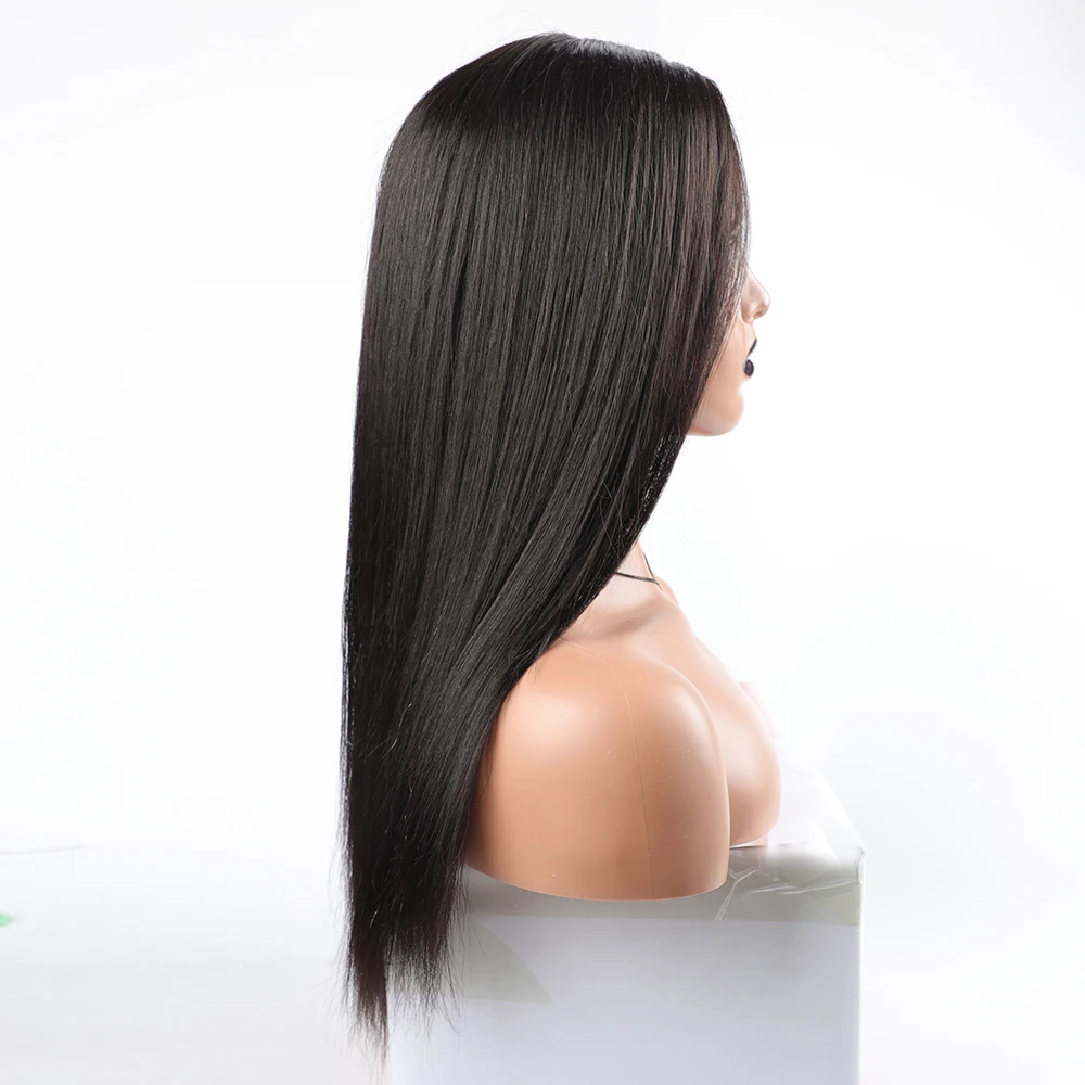 Lange Human Hair Blend Pruiken Pixie Cut Rechte Lange Volledige Pruik Met Pony Indian Human Goedkope Natuurlijke Rechte Pruik Voor zwarte Vrouwen