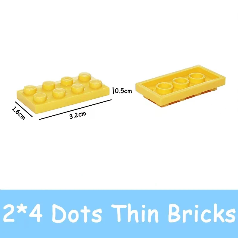 

100PCS Size 2x4 Dot Plate 2*4 Figures Bricks MOC Assemble Particles DIY Building Blocks Educational Creative Toy 3020