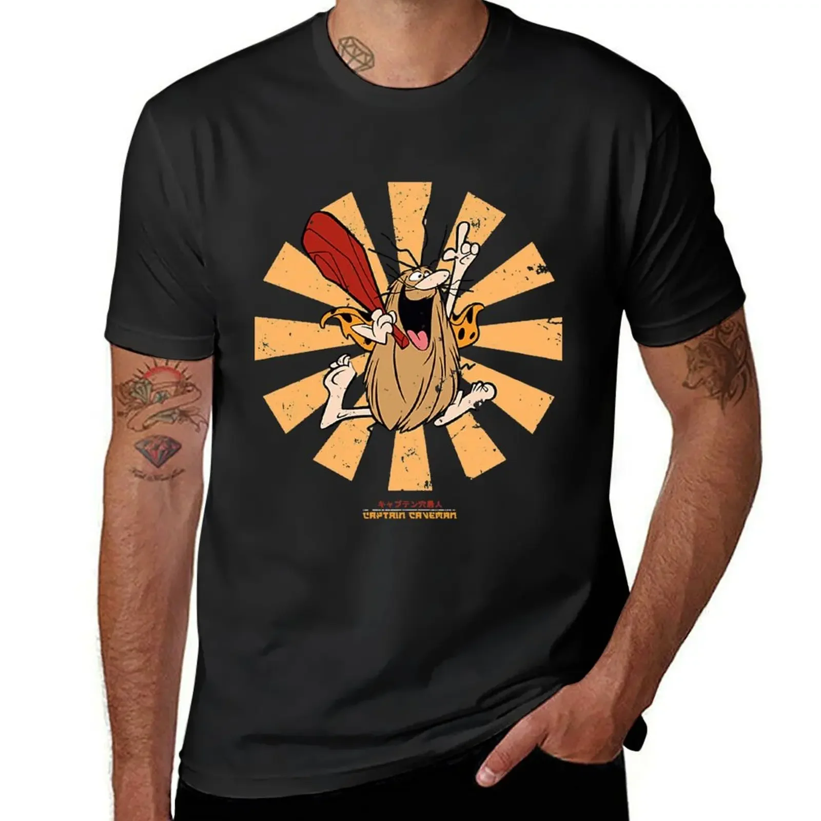 

Captain Caveman Retro Japanese T-Shirt graphic tee shirt plus sizes plain black t shirts men