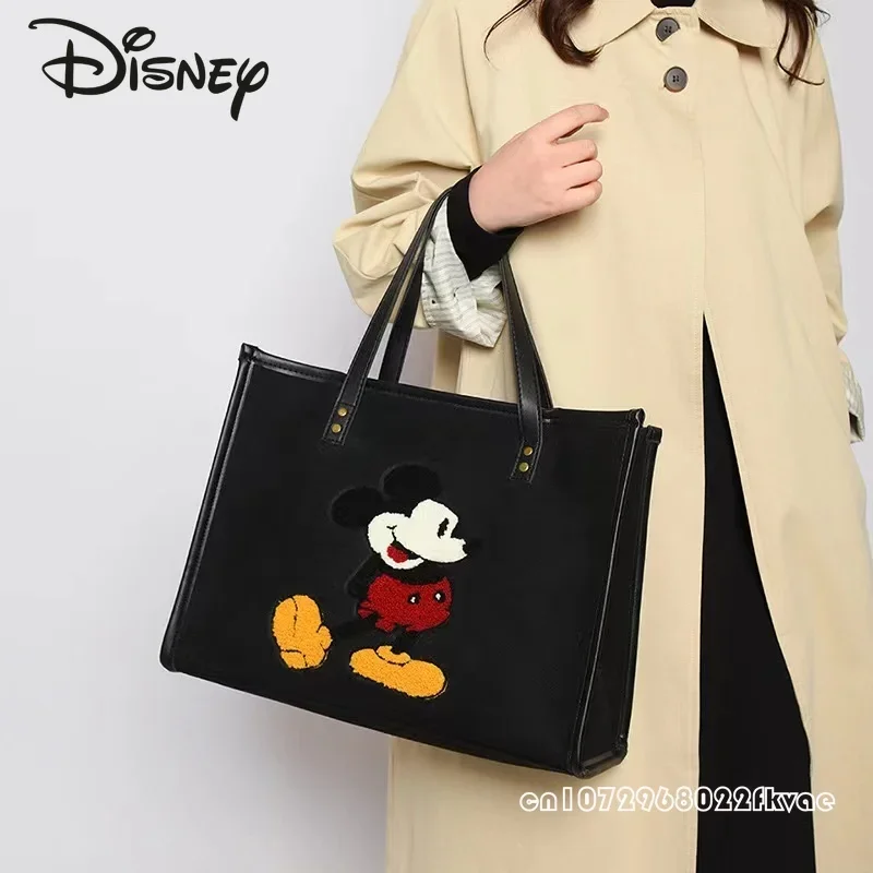 Disney-Sac à main en velours côtelé de dessin animé pour femme, sac à provisions à la mode, grande capacité, haute qualité, nouveau, 2024